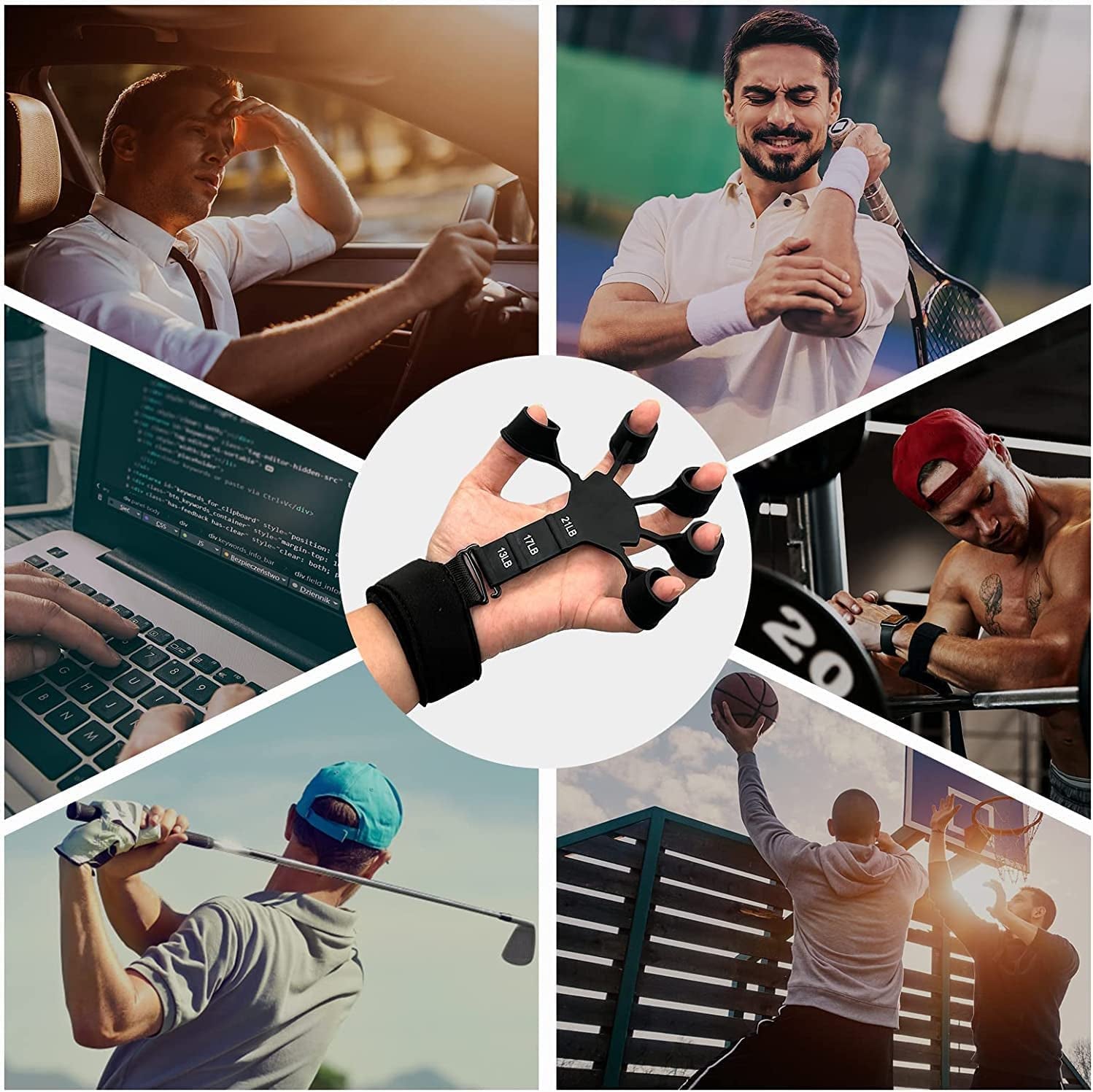 Hand Grip Strengthener 2 Pcs Adjustable Finger Exerciser and Finger Stretcher Grip Strength Trainer for Hand Therapy, Rock Climbing - Relieve Pain for Arthritis, Carpal Tunnel