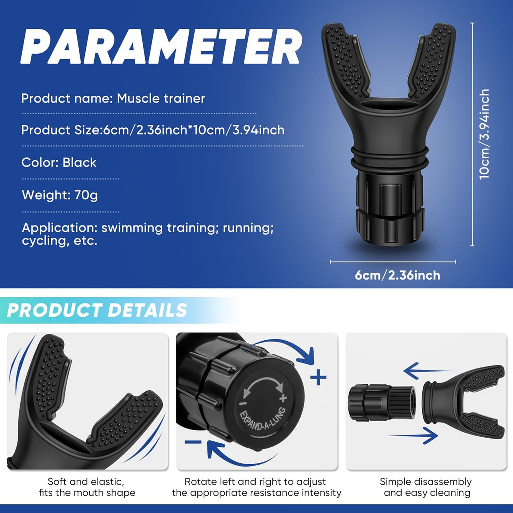 Portable Muscle Trainer, Exercise Trainer with Resistance Adjustable, Easy to Clean and Use, Improve Strength and Endurance（Black）