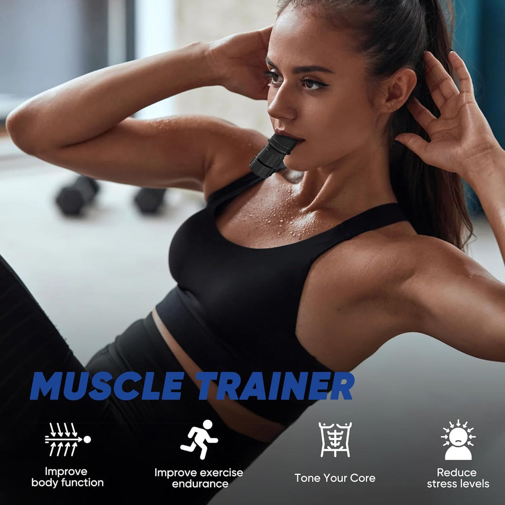 Portable Muscle Trainer, Exercise Trainer with Resistance Adjustable, Easy to Clean and Use, Improve Strength and Endurance（Black）