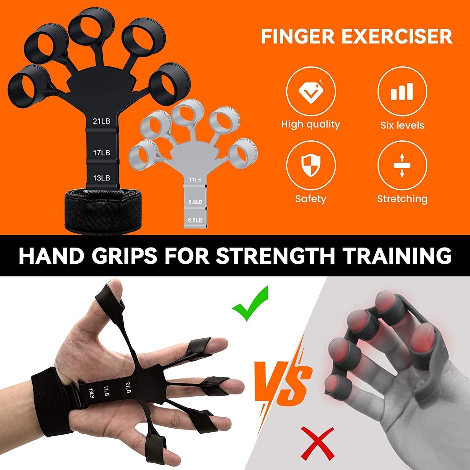 Hand Grip Strengthener 2 Pcs Adjustable Finger Exerciser and Finger Stretcher Grip Strength Trainer for Hand Therapy, Rock Climbing - Relieve Pain for Arthritis, Carpal Tunnel